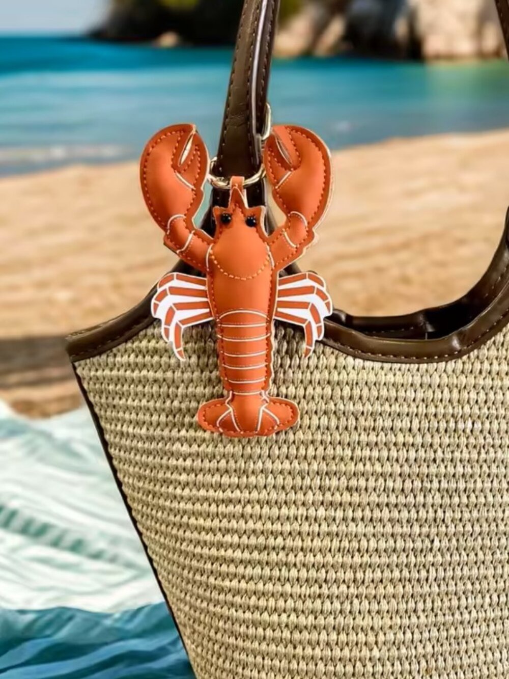 Orange Lobster Bag Charm, Keychain